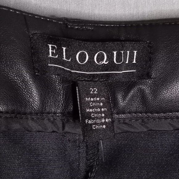 ELOQUII Women's Black Faux Leather Straight Leg with Split Hem Pants Size 22 NWT - Picture 11 of 11